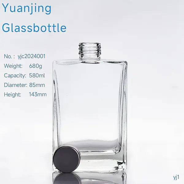 Wholesale Custom Empty Square glass Bottle 50cl Spirits Bottles