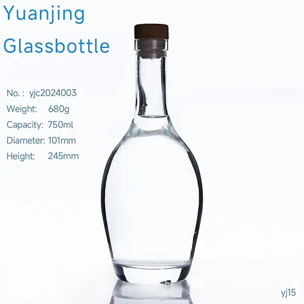 Gin Packing Oval Shape Premium 750ml Glass Bottle