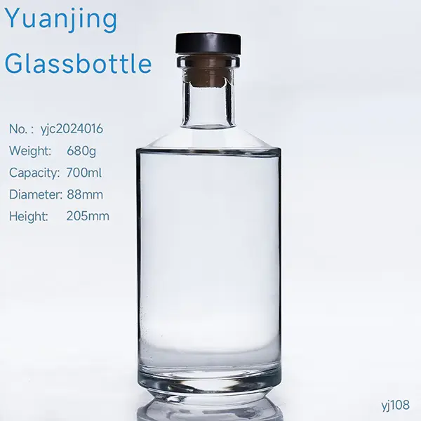 Wholesale Aromatherapy Diffuser Glass Bottle 700ml vodka bottle (Flat Round Type)