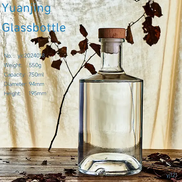 Short-Neck Glass Mineral Water Bottle 500ml/700ml/750ml for Beverages Whisky Rum Vodka Gin Brandy Tequila Corked Mineral Water