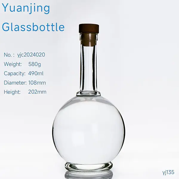 Ball Shape Crystal 450ml Vodka Liquor Glass Bottle Wholesale