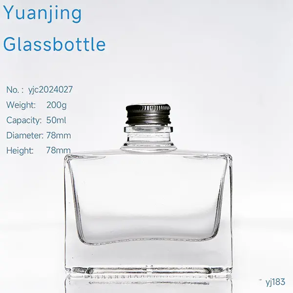 Factory Customized 50ml Mini Brandy Vodka Glass Bottle With Screw Cap