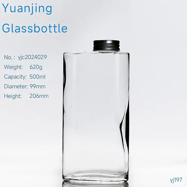 Luxury Whisky Glass Bottle For Beverage With 500ml Alcoholic Juice With Aluminum Cap Support Screen Printing Surface