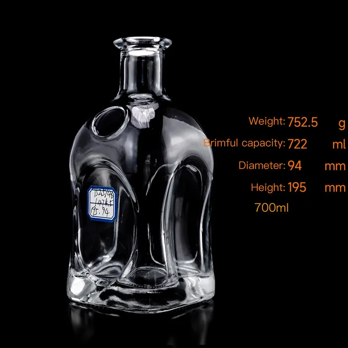 700ml wine square shaped glass bottle