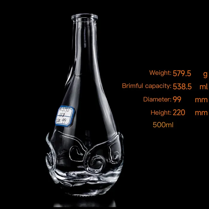 Manufacturer Unique shape 500ml glass bottle for liquor whisky vodka wine